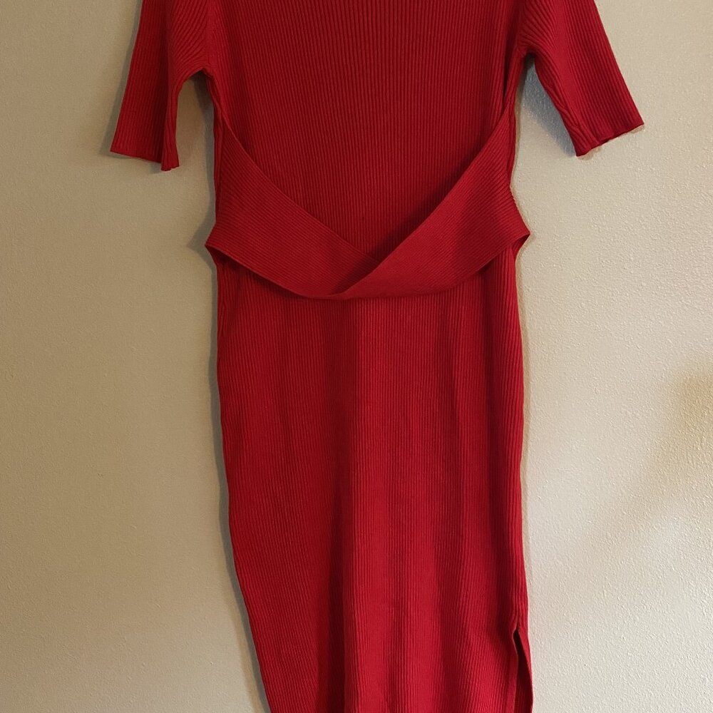 Calvin Klein Red Sweater Knit Dress